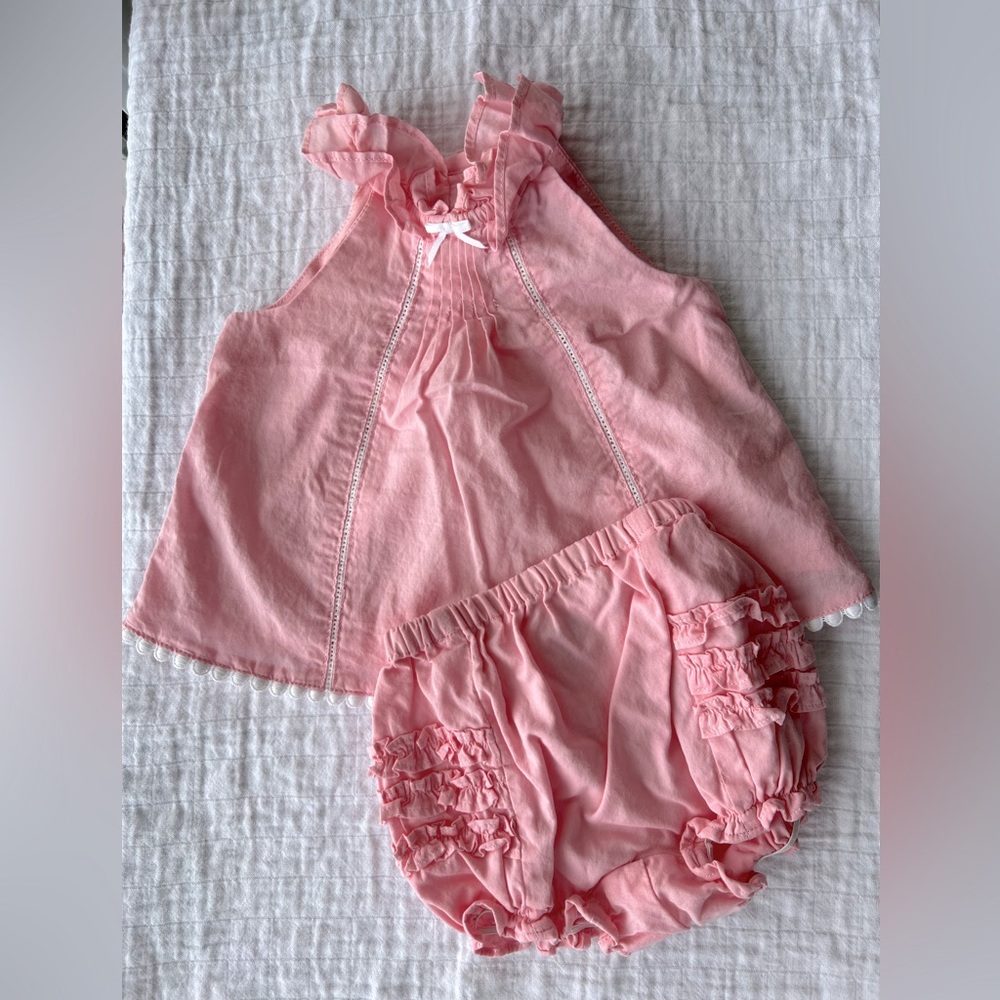 Janie and Jack, Used Size 0-3 months Dress with Diaper Cover